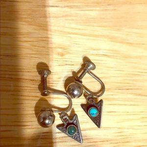 Screw back silver/turquoise earrings